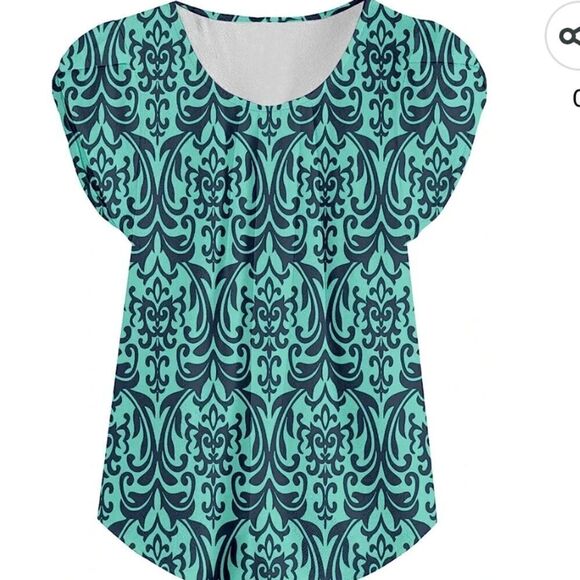 Women Petal Sleeve  Casual Blouse Short Sleeve Crew Neck Top NWT Size XL - Picture 5 of 13